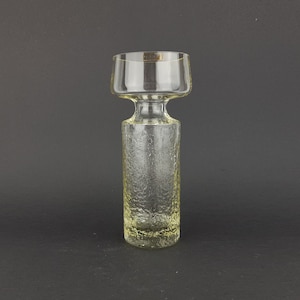 Vintage RIIHIMAEN LASI Transparente Safari Glass Vase Modelo 1495 Diseño por Tamara Aladin 1968-74 firmado