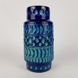 Vintage BAY KERAMIK Blue Vase By Bodo Mans West German Pottery 1960s 1970s 604 17
