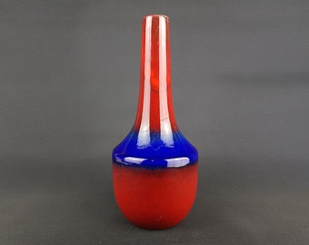 Vintage SCHLOSSBERG KERAMIK Red and Blue Stylish Vase West German Pottery 1960s 1970s