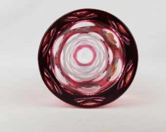 Vintage NACHTMANN BLEIKRISTALL Red Cut to Clear Glass Vase Bamberg