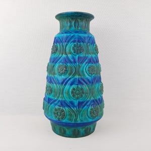 Vintage BAY KERAMIK Blue and Turquoise Vase From the Töpfermeister