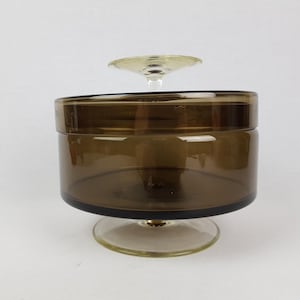Vintage ROYAL LEERDAM KRISTALUNIE Brown Cookie Jar by Floris Meydam Dutch Glass Art 60s 70s