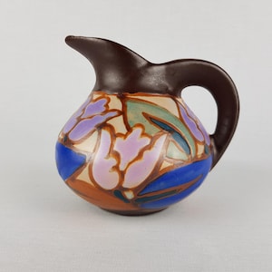 Art Deco C.M. BERGEN Handpainted Jug Vase Belgium 1930s