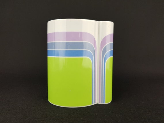 Vintage THOMAS PORZELLAN Colorful Pastel Vase 305 14 West German Pottery 1970s