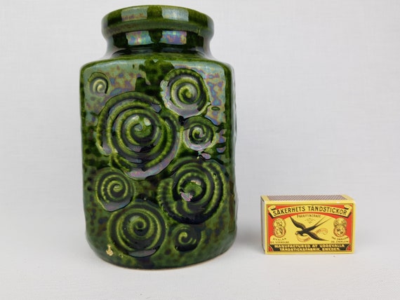 Vintage SCHEURICH KERAMIK Green Vase 282 16 With JURA Decor West