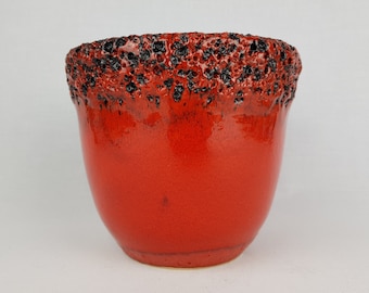 Vintage SILBERDISTEL KERAMIK Rood Zwart Fat Lava Planter Bloempot 0/16 West-Duits Aardewerk jaren 1960