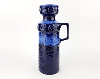Vintage SPARA KERAMIK Blue Fat Lava Vase 461 30 West German Pottery 1960s