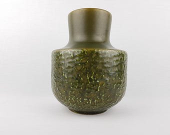 Vintage STEULER KERAMIK Grüne Fat Lava Vase 140-20 West German Pottery 1960er