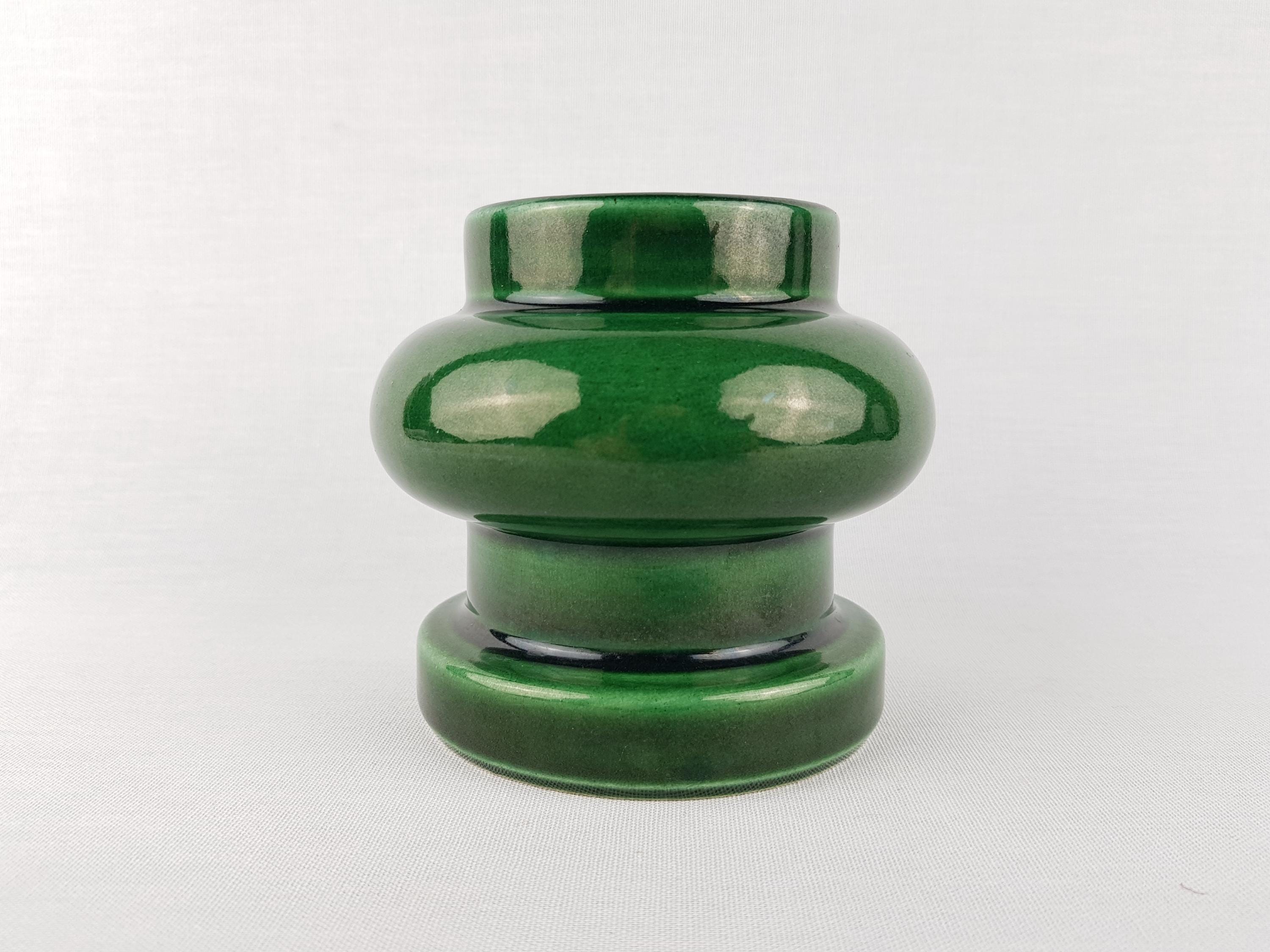 Rare Vintage STEULER KERAMIK Green Candle Holder 486 10 West German Pottery 1960s