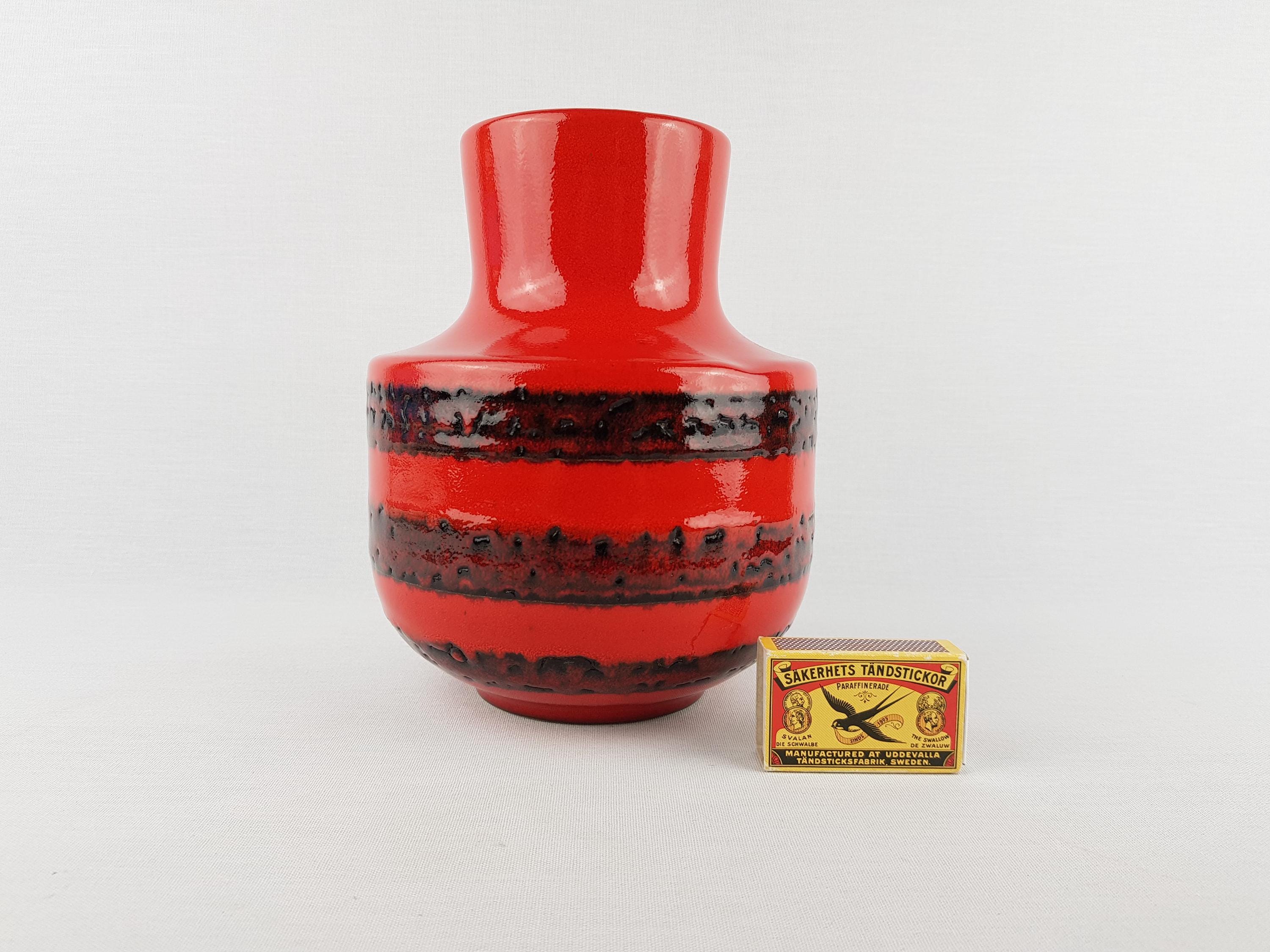 Vintage STEULER KERAMIK Red Fat Lava Vase 140-20 West German