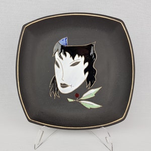 Vintage RUSCHA KERAMIK Wall Plate with Masks Decor 732 2 West German Pottery 1960s