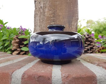 Vintage STEULER KERAMIK Glossy Ink Blue Vase 130-10 West German Pottery 1970s
