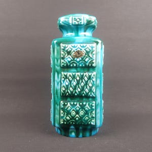Vintage UBELACKER (U-KERAMIK) Green and Blue Vase 1269/20 West German Pottery 1970s