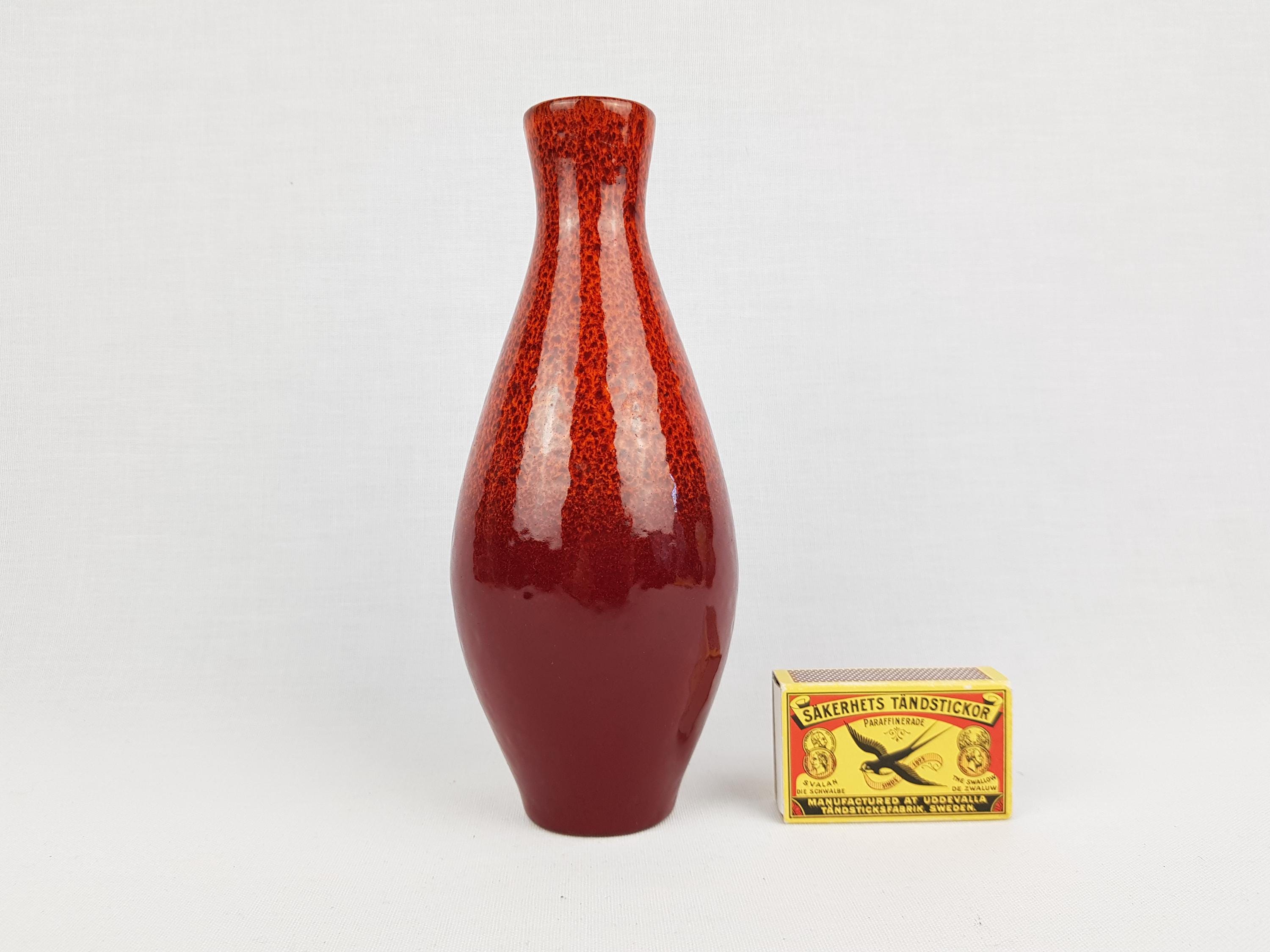 Vintage MARIA LAACH Abbey KERAMIK Red Vase West German Pottery
