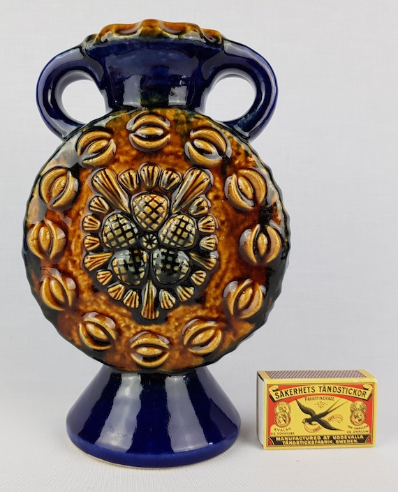 西ドイツ製 ヴィンテージ花瓶 Dümler & Breiden 1950年代品 Vintage DÜMLER & BREIDEN Blue and Brown Studio Relief Serie 71