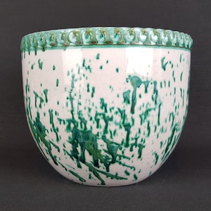 Vintage MAREI KERAMIK White and Green Planter / Flower Pot West German Pottery 1970s