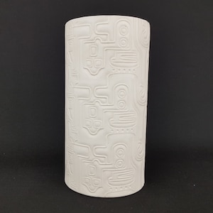 Vintage White VILLEROY and BOCH Heinrich Porcelain Vase 2100 Bone China 3D Relief Decor West Germany  1970s