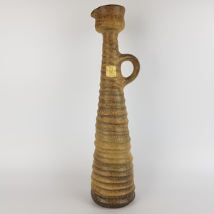 Vintage VEST KERAMIEK Beige Brown Handled Vase  K19 Dutch Pottery 1970s