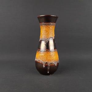 Vintage CARSTENS TONNIESHOF Orange and Brown Fat Lava Vase 5047-20 West German Pottery 1970s