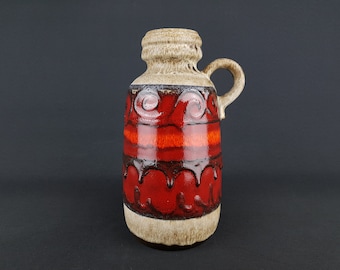 Vintage Brown Red SCHEURICH KERAMIK Fat Lava Vase 413 26 West Geman Pottery 1970s