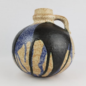 Vintage CARSTENS TONNIESHOF ATELIER Beige and Blue Vase by Gerda Heuckeroth C236-20 West German Pottery 1960s
