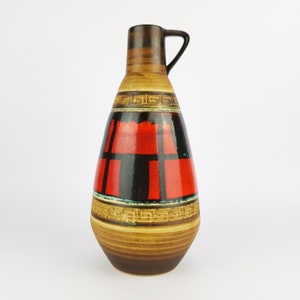 Vintage DÜMLER & BREIDEN Caramel Brown Handled Vase 350 30 West German Pottery 1960s