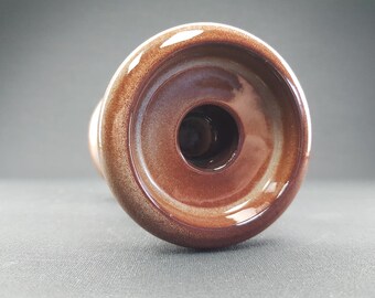 ヴィンテージ STEULER KERAMIK 鮮やかなブラウン キャンドルホルダー