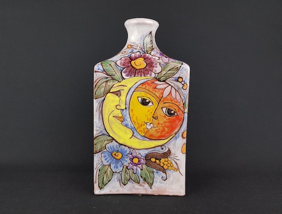Vintage Italienische Handbemalte Vase von Elio Schiavon und Gunter 