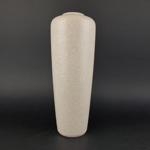 Vintage RUSCHA KERAMIK White Beige Crackle Craquele Vase West German Pottery 1950s