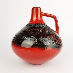 Vintage KREUTZ KERAMIK Red Fat Lava Vase Form 203 West German Pottery 1970s