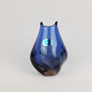Vintage ZELEZNY BROD SKLO Blue Glass Vase from Czechoslovakia 1960s by Miloslav Klinger