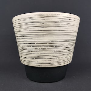 Vintage BAY KERAMIK Black and Beige Planter Flower Pot West German Pottery 1960s 1970s Fat Lava Era