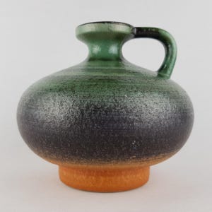 Vintage VEB HALDENSLEBEN Handled Green and Orange 3080A East German Pottery 1960s