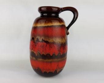 Vintage Brown/Red SCHEURICH KERAMIK Fat Lava Ceramos handled vase 1970s