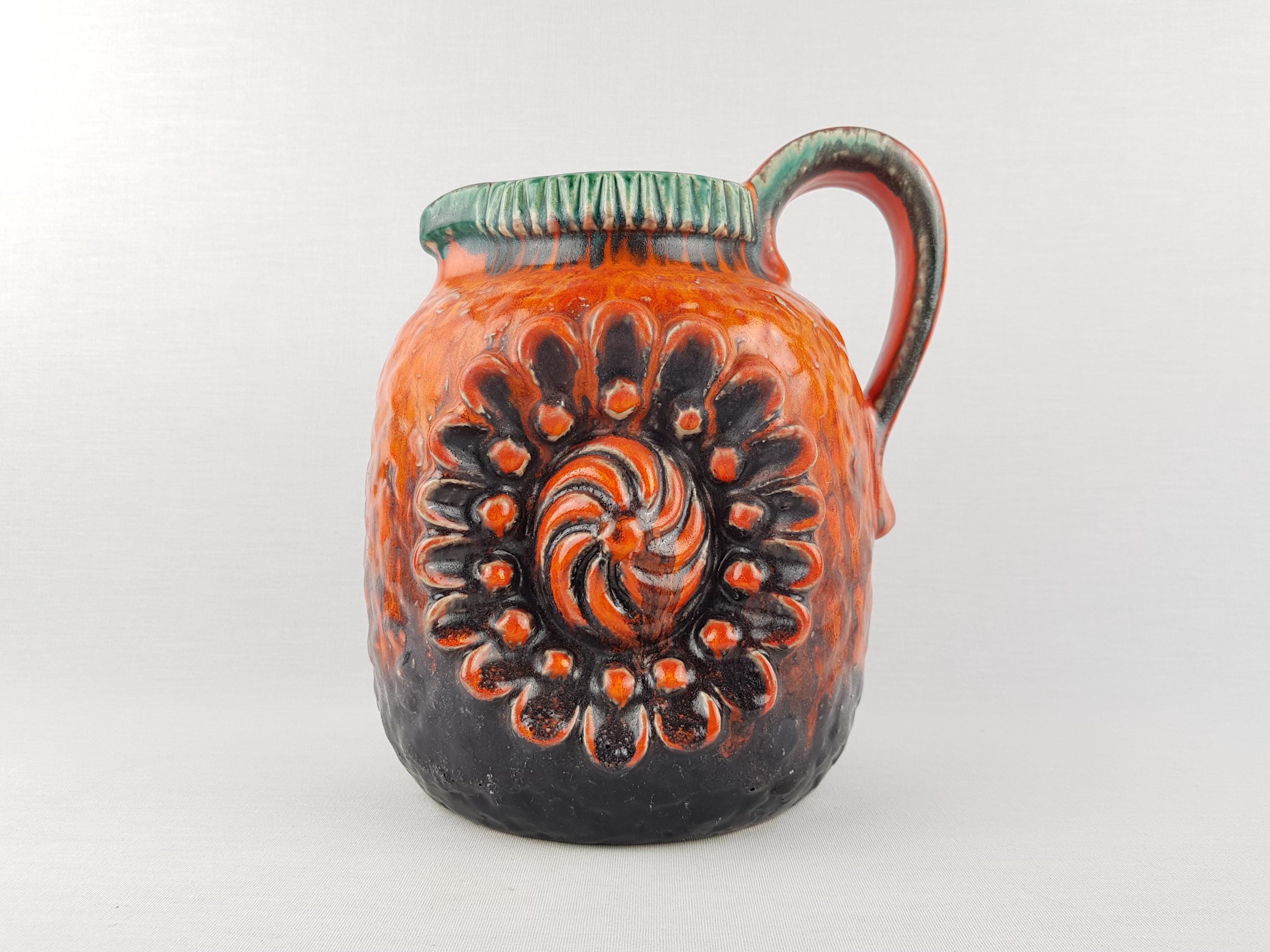 Vintage DÜMLER & BREIDEN Fat Lava Vase Relief Serie 53/21 With