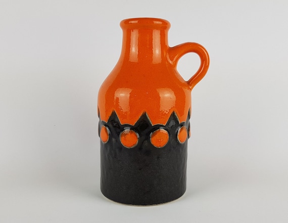 Vintage Orange JASBA KERAMIK Fat Lava Vase West-Germany 1970's