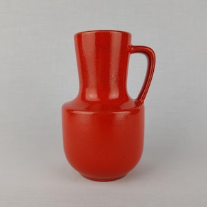 Vase vintage STEULER KERAMIK avec anse rouge 141-15 poterie ouest-allemande des années 1960