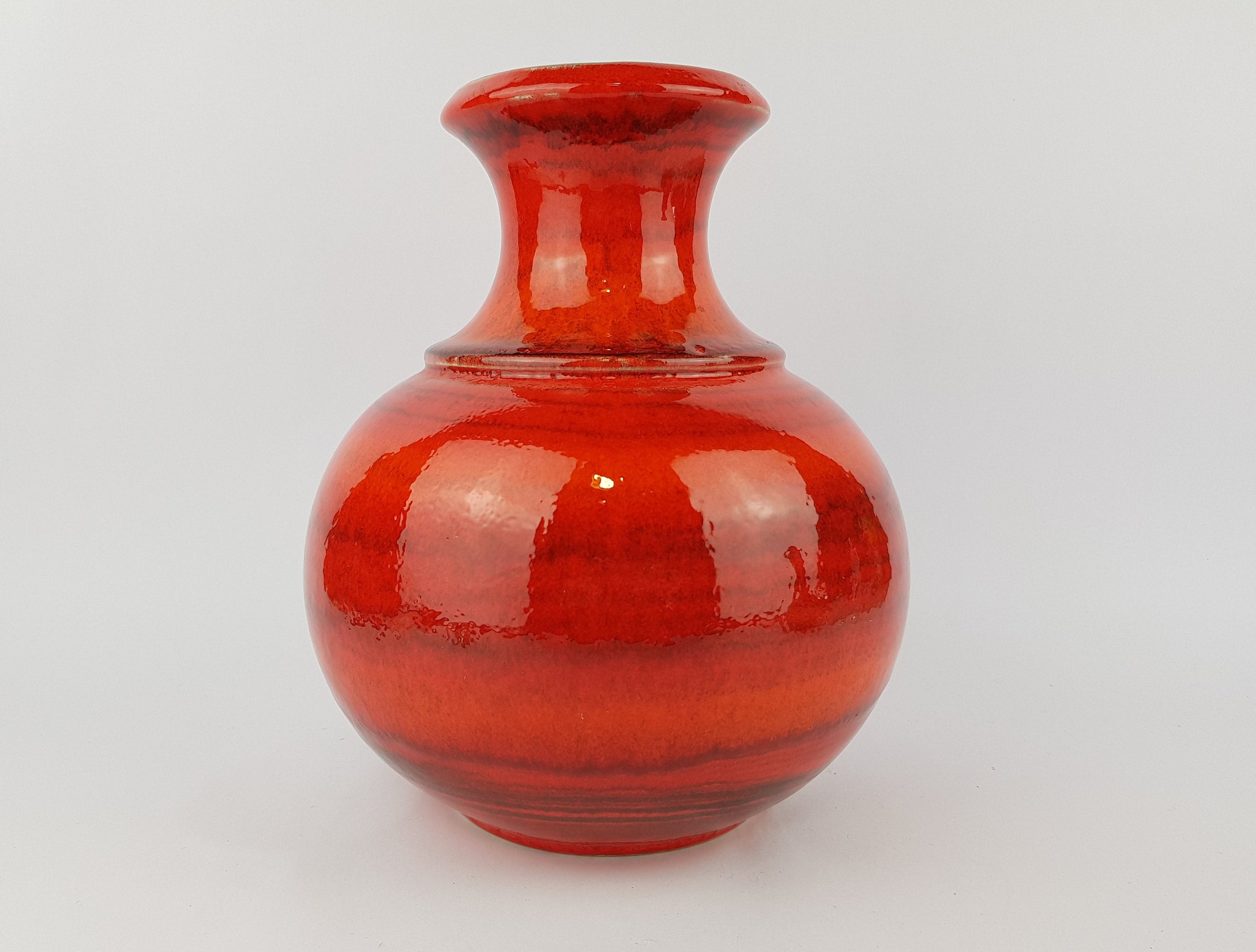 Vintage BAY KERAMIK Red and Orange Vase 66 25 West German