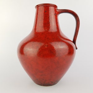 Vintage DUMLER und BREIDEN Keramik Glossy Red 313-25 Fat Lava Vase 1970s