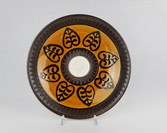 Cuenco vintage DÜMLER & BREIDEN marrón y ocre con motivo de hojas en relieve 226-25 Cerámica de Alemania Occidental, década de 1970