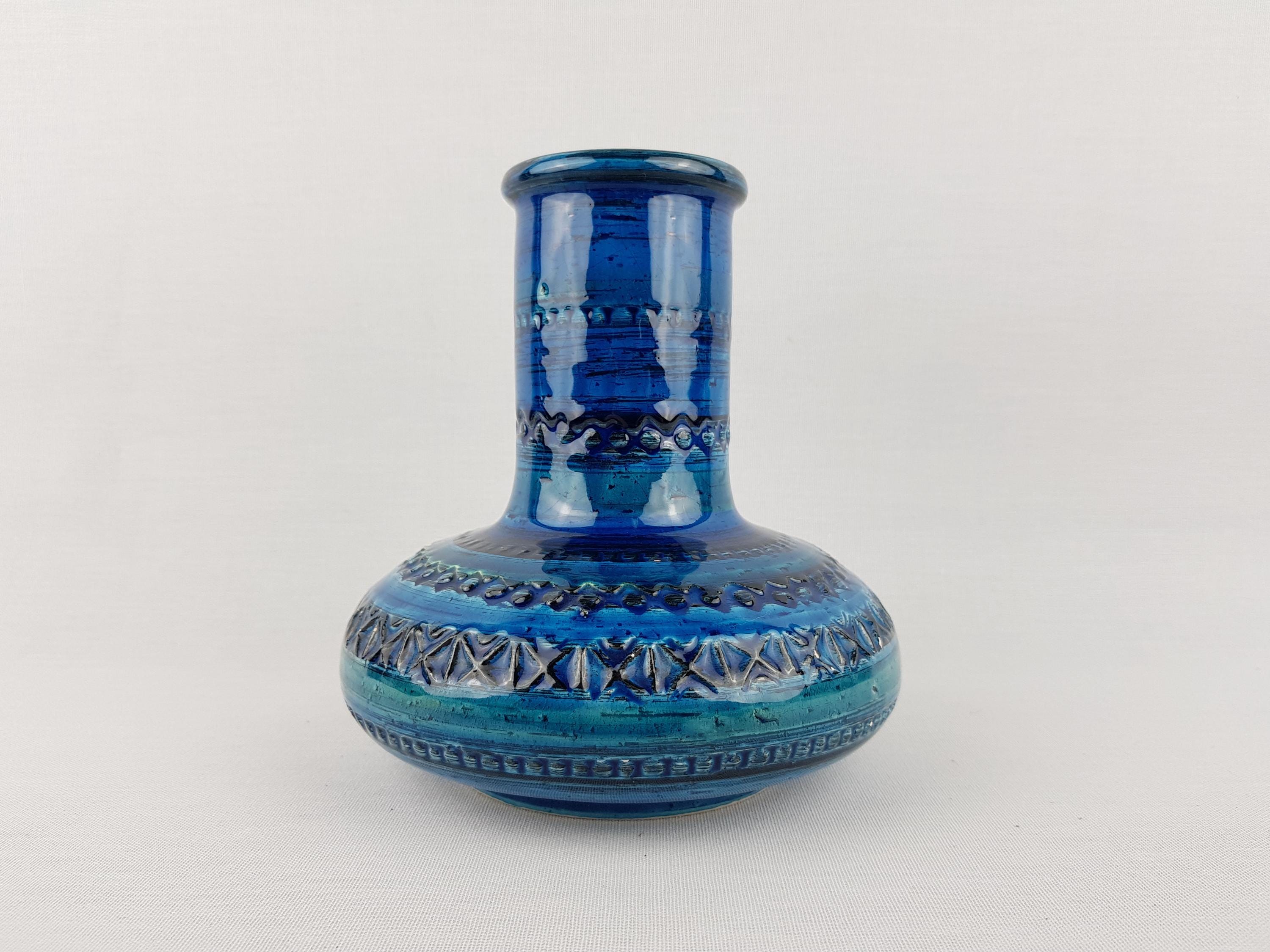 Vintage STUDIO 4 Blue Italian Pottery Vase Bitossi Rimini Blue