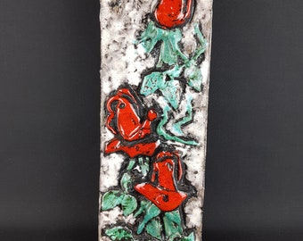 Vintage RUSCHA KERAMIK 3D Wall Plate With Floral Decor West German