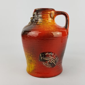 Vintage Red and Yellow CARSTENS TONNIESHOF Keramik Multicolour Vase West German Pottery