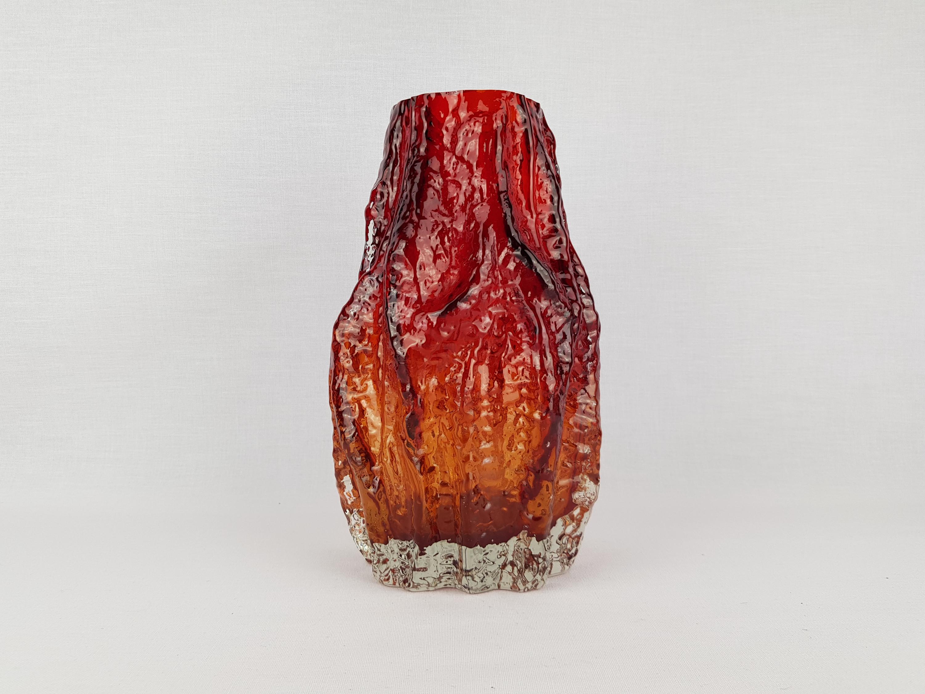 ヴィンテージ イングリッドグラス レッドバークガラス 花瓶 西ドイツ