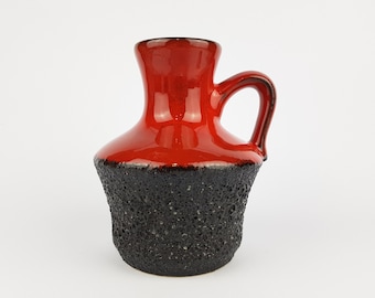 Vintage Black and Red JOPEKO KERAMIK Fat Lava Vase West German Pottery 1970s