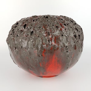 Vintage OTTO KERAMIK Red Fat Lava Ball Vase West German Pottery 1970s