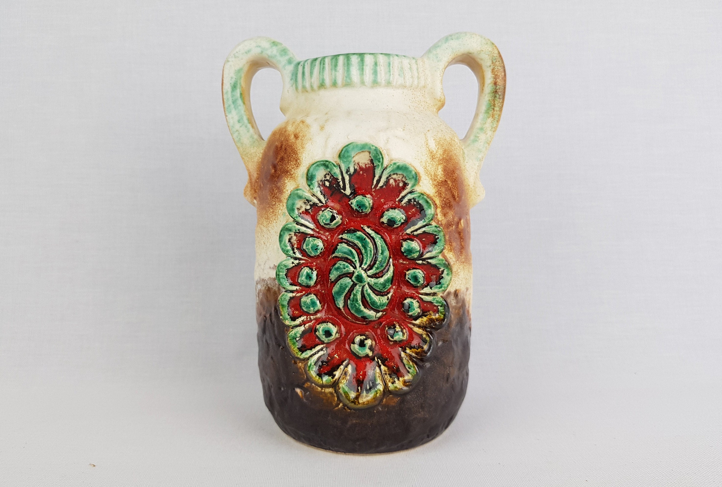 Vintage Multi Colored DÜMLER & BREIDEN Fat Lava Vase 51/17 Relief