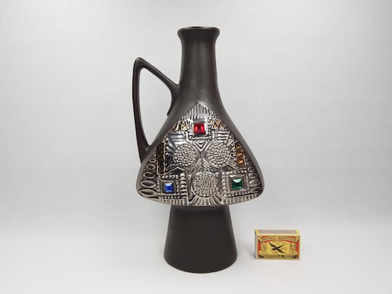 工芸品 Vintage Bay Keramik West German Vase Vintage Bay Keramik Vase West Germany Pottery 650 21 Black