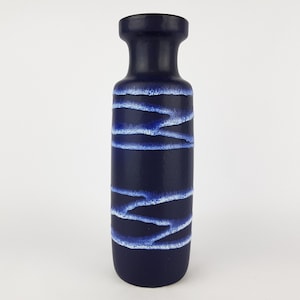 Vintage Blue with White Lava SCHEURICH KERAMIK Vase 200 28 West German Pottery 1970s