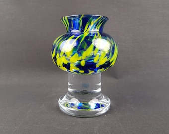 Vintage SEA GLASSWORKS Blau und Gelb (Sea of Sweden) Becher-Vase von Björn Ramel Schweden